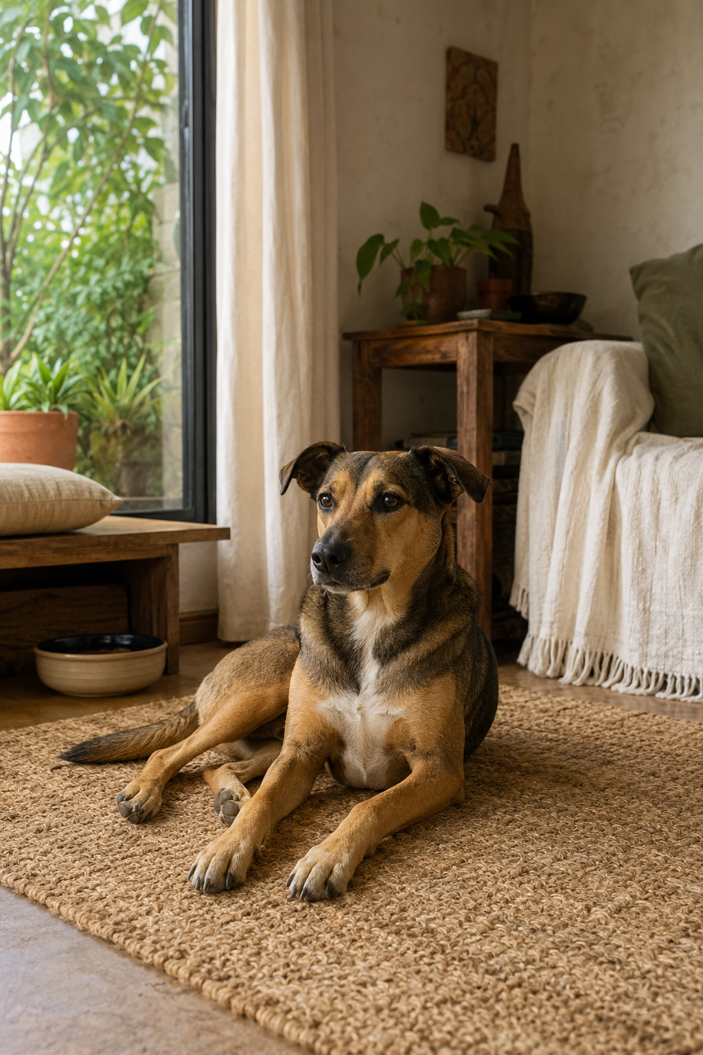 Cão descansando em seu ambiente cotidiano